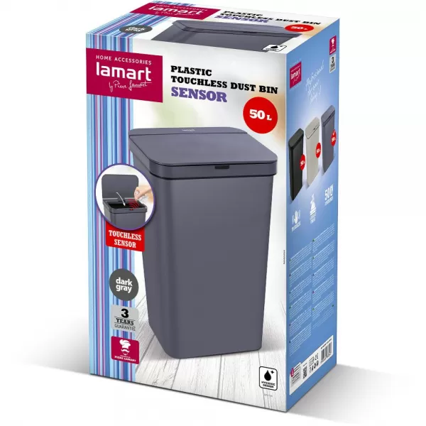 BEZDOTYKOVÝ KOŠ 50L ŠEDÝ SENSOR LAMART LT8108